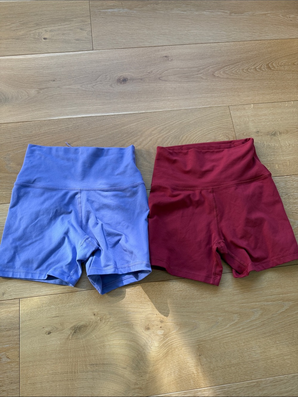 aerie High-Rise Bike Shorts — Lavender and Burgundy